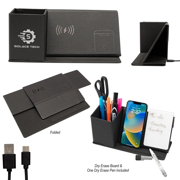 Wireless Charging Desk Organizer With Dry Erase Board IQ Group
